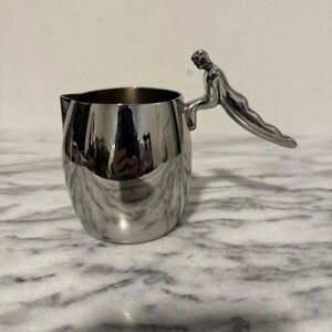 Carrol Boyes Silver Metal Pitcher Sculpted Handle South African Artist 3.5” T
